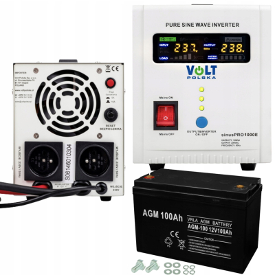 Zasilanie awaryjne UPS Pieca CO 1000E Zasilacz 12V + Akumulator 100Ah