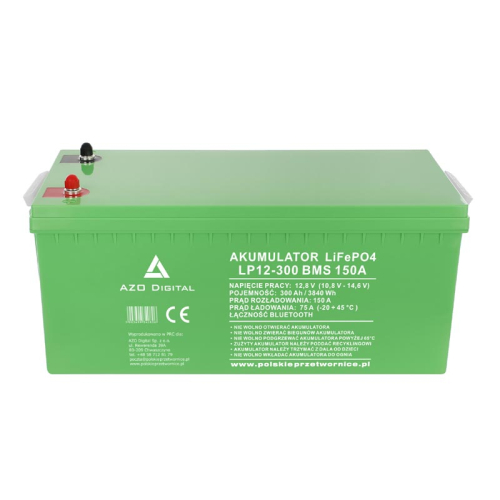 Akumulator LiFePO4 300 Ah 150A 12V Bluetooth Mata grzewcza