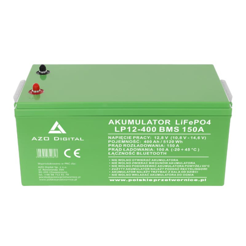 Akumulator LiFePO4 400 Ah 150A 12V Bluetooth Mata grzewcza