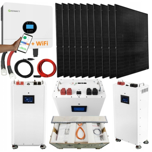 Zestaw Solarny 6000W OFF-GRID Growatt Magazyn LifePO4 17kWh Panele 5000W