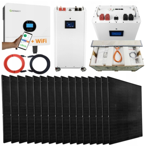 Zestaw Solarny 6000W OFF-GRID Growatt Magazyn LifePO4 15kWh Panele 8000W