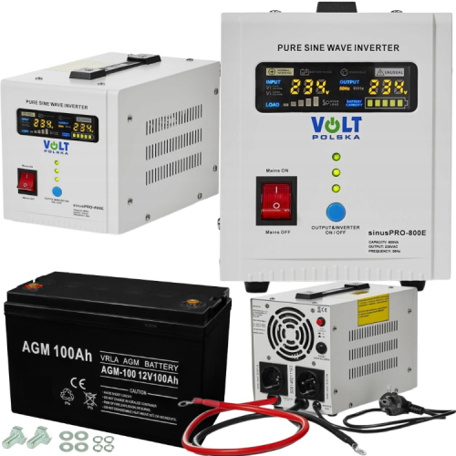 ZASILANIE UPS AWARYJNE PIECA CO 800E ZASILACZ 12V + AKUMULATOR 100Ah