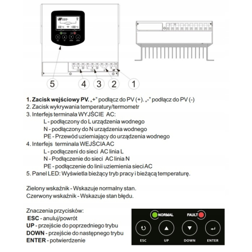 Zestaw Solarny Do Grzania Wody Bojlerze 3kW 230V + BAYPASS Praca sieciowa