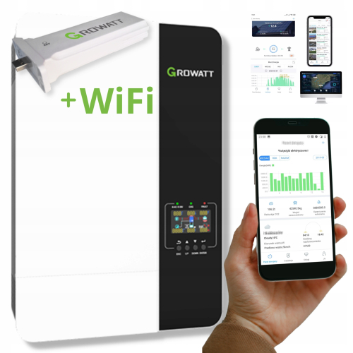 Inwerter Solarny OFF-GRID 5kW Growatt SPF 5000 ES MPPT + Moduł WIFI