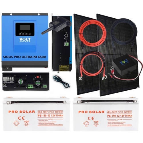 Zestaw solarny na działkę 3000 Przetwornica 230V MPPT Panele Akumulator GEL