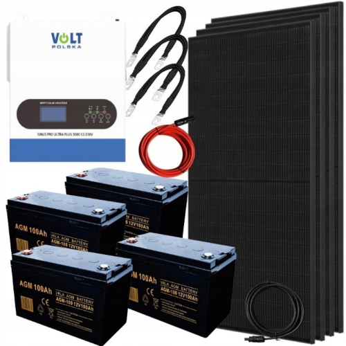 ZESTAW SOLARNY 3000W X4 PANELE 440W SOLAR PRZETWORNICA 230v MPPT AKUMULATOR