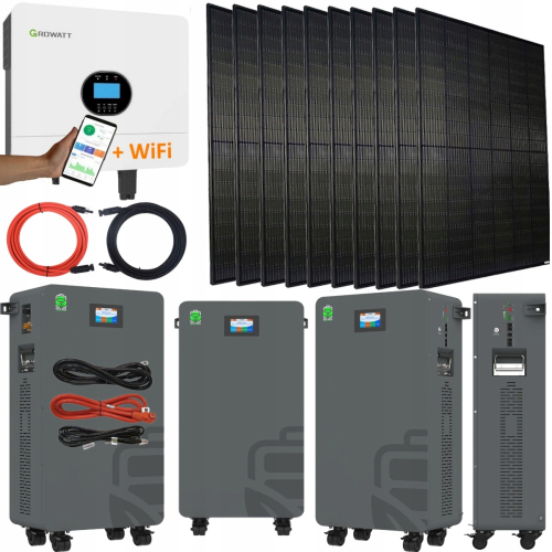Zestaw Solarny 6000W OFF-GRID Growatt Magazyn LifePO4 15kWh Panele 5000W