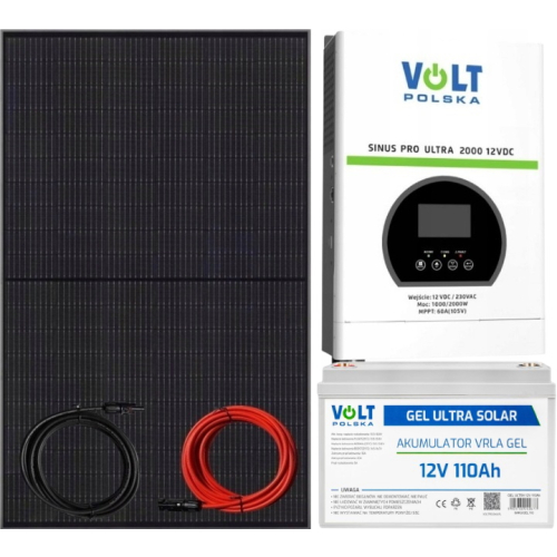 Zestaw Solarny 2000w Panel Bateria 110Ah Żelowa GEL Solar Przetwornica 230v