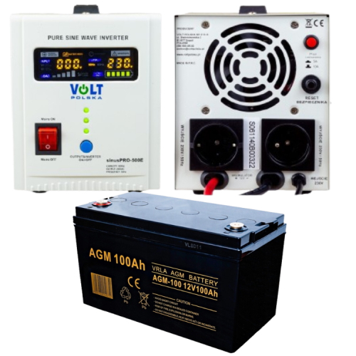 ZASILANIE AWARYJNE ZASILACZ AWARYJNY UPS PIECA CO 500 12V + 100ah AGM